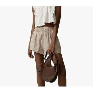 Anthropologie Linen Paperbag Stretch Waist Shorts Beige Size XS